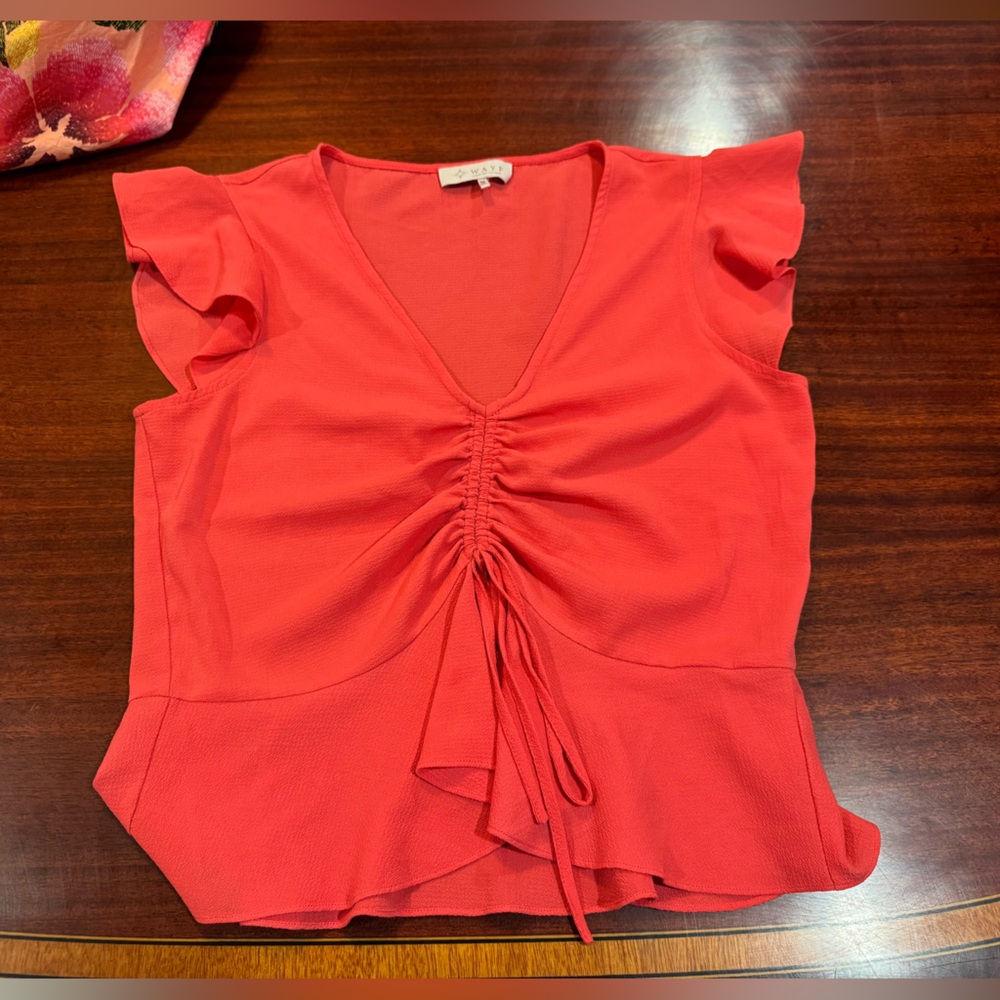 Wayf Red Ruched Blouse